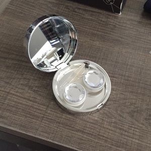 Silver crystal contact lense case